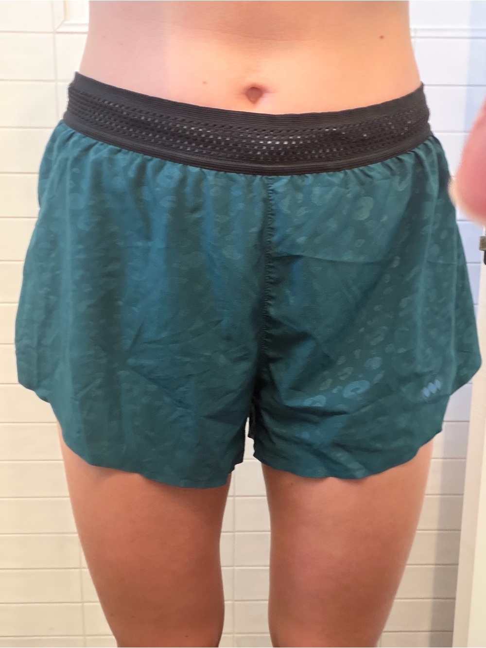 Janji Size M: Teal Running Shorts w/ Cheetah Pattern